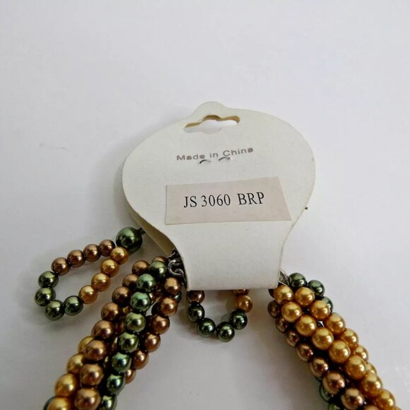 Bead Necklace 20" NWT Plus Earrings SET Twisted Choker 4 Colors 6 Strands - Picture 4 of 6
